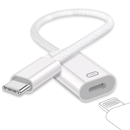USB C to Lightning Headphone Audio Adapter, Type C Male to Female Lightning Earphone Converter with Charge/Data Transfer, Compatible with iPhone 17/16/15 Plus/Pro/Max, iPad Pro/Air 6/5/4, MacBook