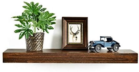 WELLAND Colin 10″ Deep Floating Shelves Rustic Wall Shelf Wall Mounted Wooden Shelves (Walnut, 24X10X2.75 inch)