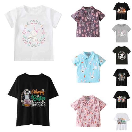 Betadog Easter Shirts Baby Boys Girls Short Sleeve Tees Toddler Bunny Easter Graphic Tops Boys Valentines Shirt