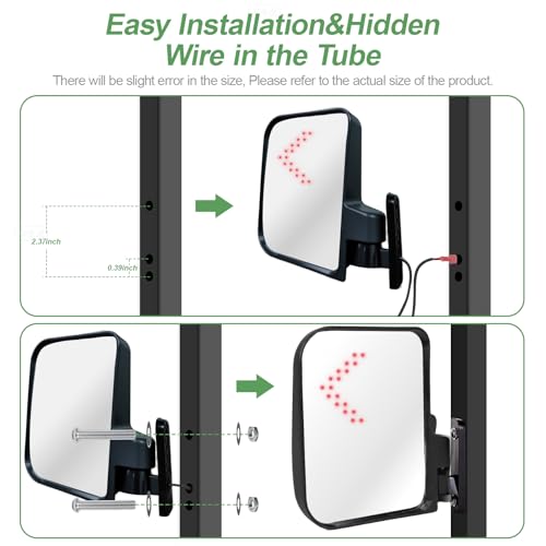 OXTOUF Universal Golf Cart Side Mirrors Rear View Mirror with LED Turn Signal Lights for Club Car EZGO Yamaha and Other Golf Carts by OXTOUF - Used condition - Image 6