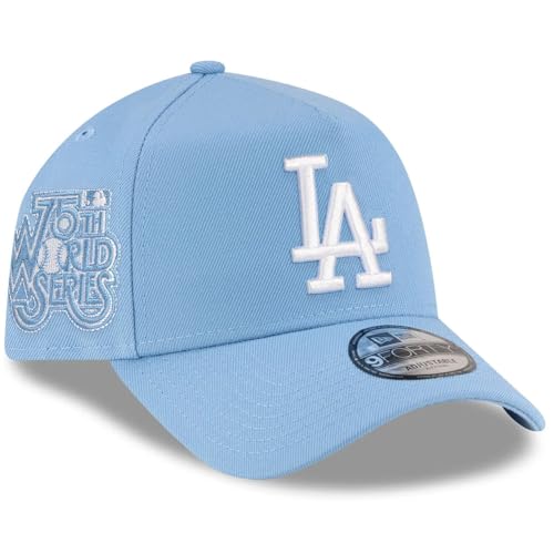 New Era LA Los Angeles Dodgers 9FORTY A-Frame Cooperstown Dodgers 75th World Series Snapback Cap, Adjustable Hat Blue