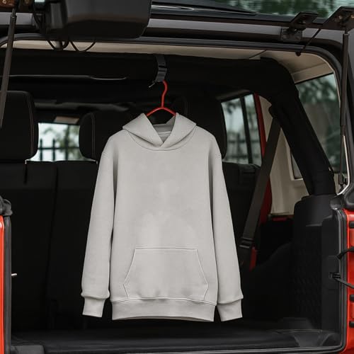 Sandfren 2PCS Car Roll Bar Coat Hanger Clothes Hook, Vehicle Fabric Auxiliary Hanging Buckle Kit, Automotive Interior Cage Hook Accessories, Compatible with Wrangler JL JT JLU (Black)