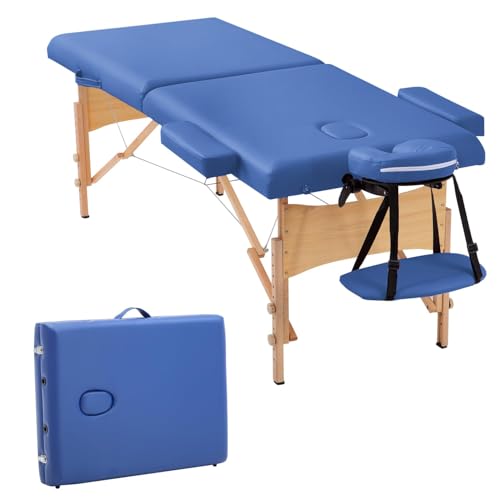 PayLessHere Portable Folding Massage Table 28" Wide Massage Bed,Blue