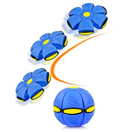 Magic Flying Saucer Ball Lost Ball Frisbee Ball Catch Ball UFO Magic Flash Darts Deformation Ball Frisbee Flying Discs Toy Soccer Game (blue)