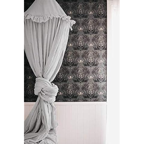 YIUOR Kids Bed Canopy with Frills Cotton Cover Net for Baby Crib Reading Nook Curtain Hideaway Hanging Round Tent Nursery Bedding Play Room Decor Cover