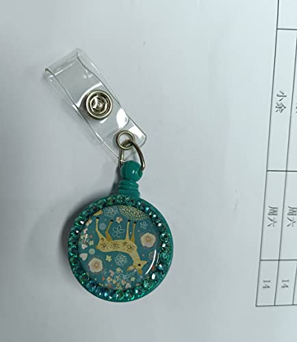 Einziehbarer Schlüsselanhänger, 5 Stück Schlüsselring Retractable Badge Reel, Schlüsselband ausziehbar, Karabiner und Gürtelclip, für ID Badge Holder, Kartenhalter, Schlüsselkarten (Grün) Cover