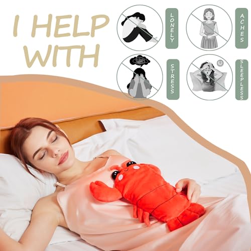 Image of Microwavable Heating Pad for Period Cramps, Cuddly Warming Pillow, Cute Lobster Plush Stuffed Animal Menstrual Heating Pad for Girls Unique Christmas Birthday Gifts for Girlfriend Daughter Mom