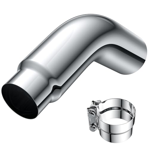 5 to 6 Inch Exhaust Elbow Tip with Clamp 5 Inlet 6 Outlet Chrome Diesel Tip for Pickup Trucks and Cars