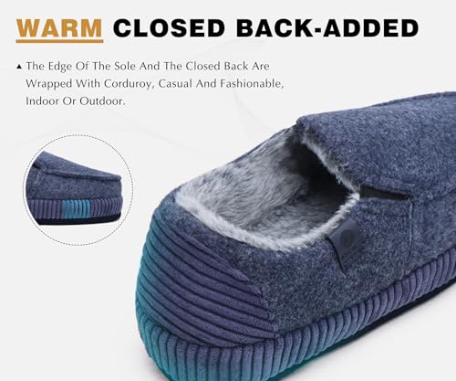 Image of ONCAI Mens Clog Slippers with Arch Support Stripe Faux Fur Cotton-Blend High-Density Memory Foam Warm House Slippers Slip-on Indoor Outdoor Rubber Sole Size 7-16