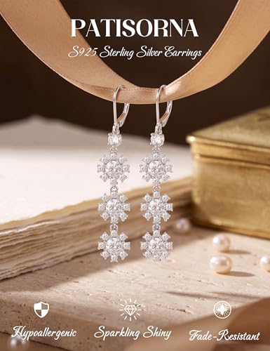 Image of PATISORNA 925 Sterling Silver Long Dangle Earrings for Women Hypoallergenic