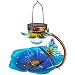 Solar Bird Feeder for Outside Hanging Wild Birdfeeders Seed Tray Outdoor Solar Powered Garden Light Metal Butterfly Decorative LED Landscape Lighting Waterproof 10.6 Inch Dia for Yard