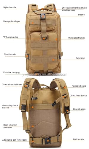 Mochila Tática Militar Camping Impermeável Reforçada Acampamento (CAMUFLADO AMARELOR)