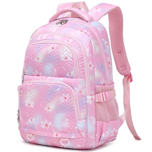 Image of Leaper Stylish Floral Travel Backpack for Women Laptop Backpack Water-Resistant Bookbags College Bags Fits 15.6 Inch Laptop Pink