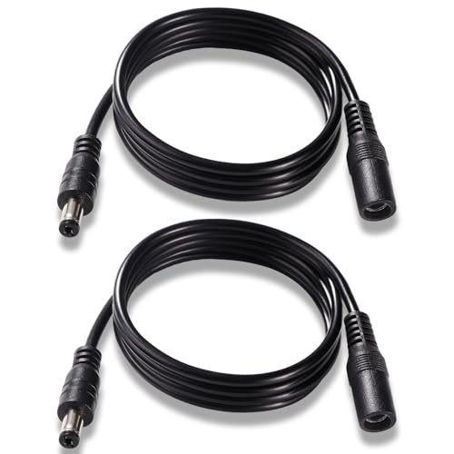 KUOQIY 2 Pièces 1m 5.5x2.1 mm 24V 12V Rallonges d'alimentation DC, Câble D'extension d'alimentation Mâle Femelle 22AWG, pour Caméra Sécurité CCTV, Noir