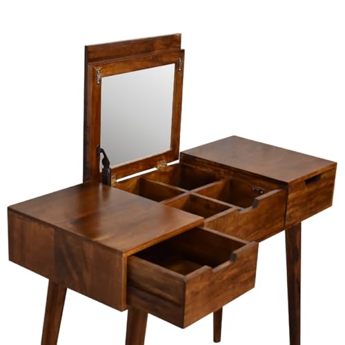 Image of Artisan Furniture Chestnut Dressing Table with Foldable Mirror