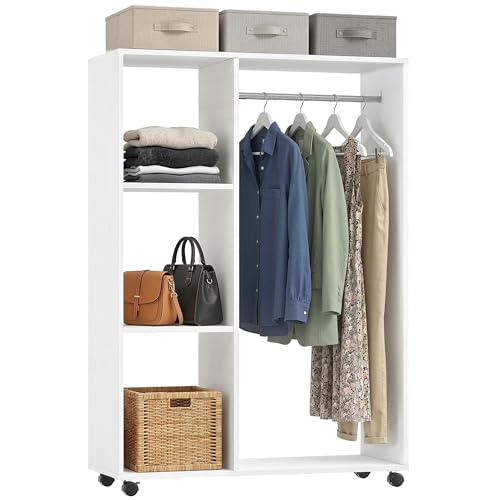 HOMCOM Kleiderschrank auf Rollen, Mobile Garderobe...