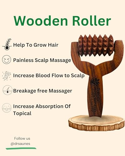 Image of Dr Saune's Wooden Scalp Roller Massager for Hair Growth, Improves Blood Circulation, Painless Massage, Enhances Oil Absorption