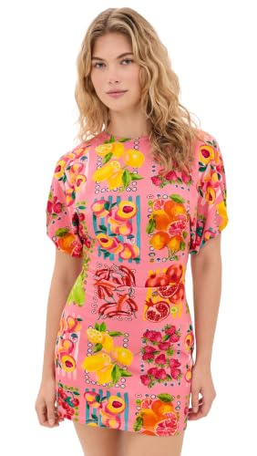 Never Fully Dressed Women's Pink Fruit Stamps Mini Dress, Pink, 2