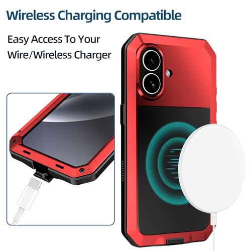 Coque en métal iPhone 17 Pro Max rouge protection rigide aluminium