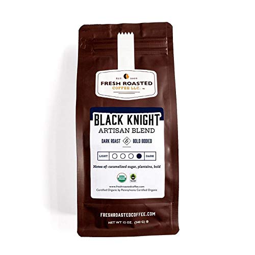 Fresh Roasted CoffeeOrganic Black Knight, 12 oz, Dark Roast, Fair Trade Kosher, Whole Bean