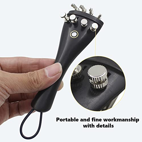 Violin Tailpiece, 3 in 1 Ebony Tailpiece with Rope Fine Tuners Kits for 4/3 4/4 Violin Violin Tailpiece Violin Tailpiece 4/4 Ebony