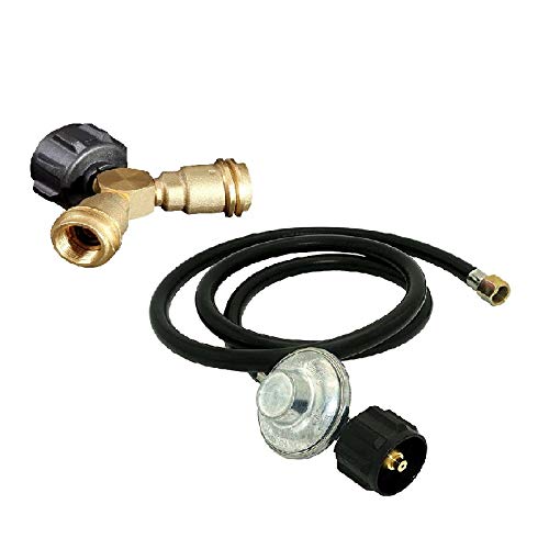 Buy Propane Y Splitter Tee Connector 2 Way LP Adapter + QCC1 Regulator