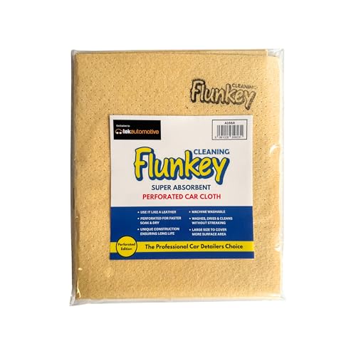 Tek Automotive Flunkey Perforated Synthetic Chamois Car Cloth – Super Absorbent, Streak-Free, Machine Washable, Durable Car Drying Cloth – Exclusive Perforated Design