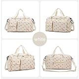 Corduroy Strawberry Sports Duffel Bag,Gym Bag with Shoe Compartment & Wet Pocket,Cute Travel Bag Weekend Bag Dance Bag for Girls (White) - Image 2