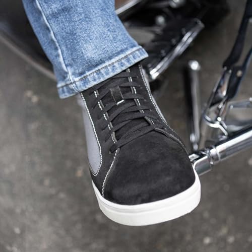 Milwaukee Leather MBM9112 Tênis masculino de camurça preta com lona cinza reforçada casual para equi