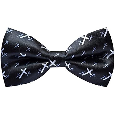 Carahere Mens Handmade Stylish Patterned Pre-Tied Bow Ties M126 Black Cover