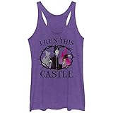 Disney Women's Princess Maleficent I Run This Castle Tri-Blend Racerback Layering Tank, Purple Heather, Large