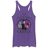 Disney Women's Princess Maleficent I Run This Castle Tri-Blend Racerback Layering Tank, Purple Heather, Medium