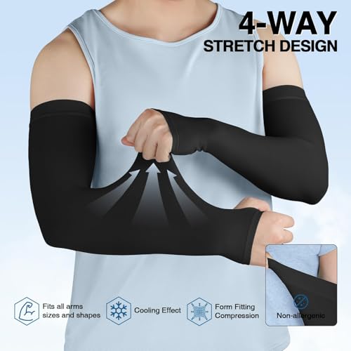 Image of Luminex Commerce Cooling Arm Sleeves for Men & Women, UV Sun Protection Hand Sleeves, Cricket, Motorcycle, Golf