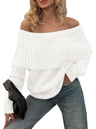 Saodimallsu Womens Off The Shoulder Sweaters Oversized Long Sleeve Loose Ribbed Knit Fall Trendy Pullover Tops2