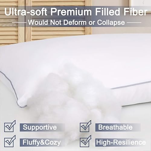 Image of Restify Premium Microfiber Pillows Set of 4 | Soft Adjustable Pillow for Sleeping | Breathable, Hypoallergenic Pillow for Side, Back & Stomach Sleepers (16 x 24 Inches -White)