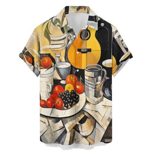 Chemise de bowling artistique pour homme au design fluide Peinture d'art 7 coupe premium