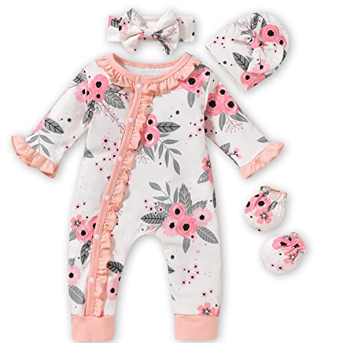 Image of Aalizzwell Baby Girls Romper Outfit Fall Winter Clothes with Accessories