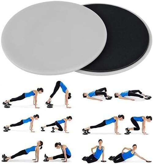 Leg Sliders 2 Pièces Disque Sport Fitness,Core Sliders,Sliders Fitness Disque de Fitness Abdominaux Core Disque Glisseur,Double Face Disques de Remise en Forme pour Yoga,Gym,Pilates(Gris) – Image 5