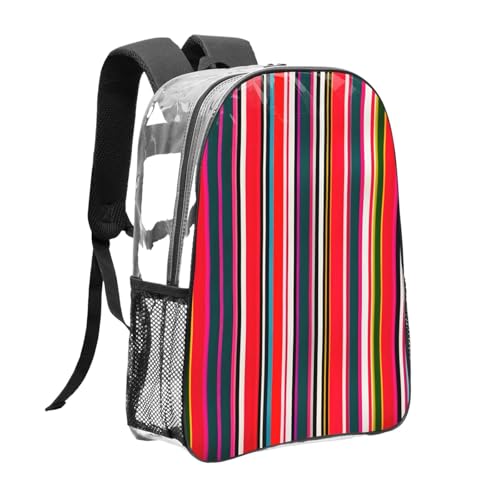 Colorful Stripes Print Transparent Backpack PVC Bag Spacious Compartments Men Women Trip And Daily Use3