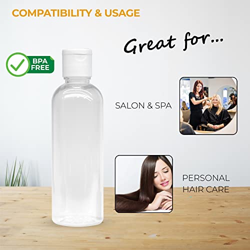 Image of MAPPERZ Empty Clear Refillable Bottles Travel Size, Cosmetic Containers Small Leak Proof Squeeze Bottles with White Flip Top Cap for Toiletries, Shampoo, Round, 100ml, Pack of 12