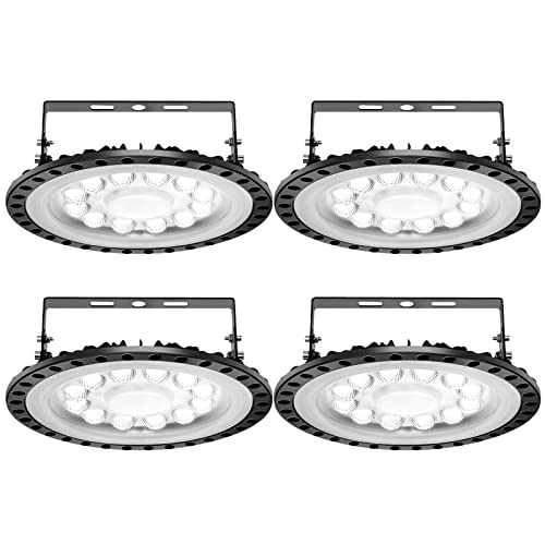 papasbox 4 Pack LED Werkstatt Deckenleuchte Werkstattleuchte | UFO LED Industrielampe 50W Hallenleuchte Industrial Kronleuchter Hallenstrahler Hallenbeleuchtung Werkstattbeleuchtung Werkstattlampe