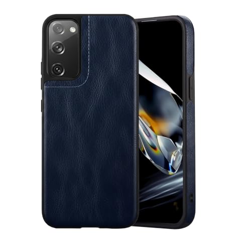 Image of Leather Case for Samsung Galaxy Note 20 Premium Protective Stylish Slim Cover with Shockproof Raised Edges Blue