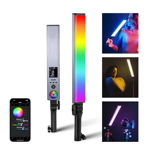NEEWER RGB Light Wand with 2.4G/APP Control, Upgraded 360° Touchable RGBWW Hue Mixer Photography Handheld LED Video Lighting Stick with 2500K-10000K, CRI/TLCI97+, 18 Scenes, 7.4V/31Wh Battery, BH-30S