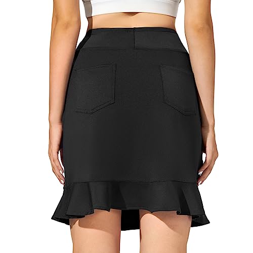M MOTEEPI Womens 20" Skort Knee Length Ruffle Golf Skirts for Women with Pockets Shorts Dressy Casual Summer2