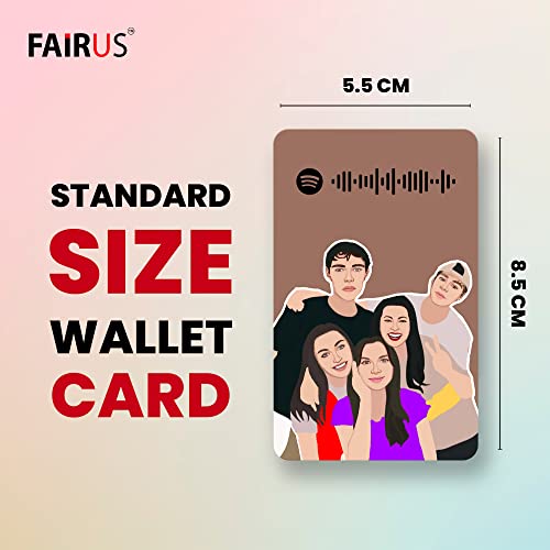 Image of Fairus Customized Wallet Card With Your Photo,Illustration On Front Side,Special Message,Spotify Song Code Backside Best For Special Occasion Gift For Loved One (Couple Illustration) For Thanksgiving
