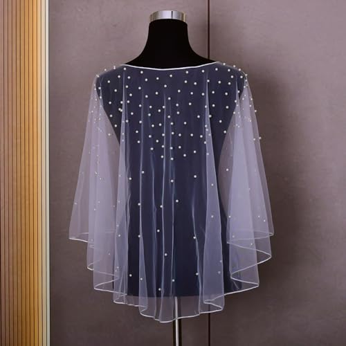 Womens Soft Tulle Bridal Scarf Evening Shawl Wedding Wraps Pearl4