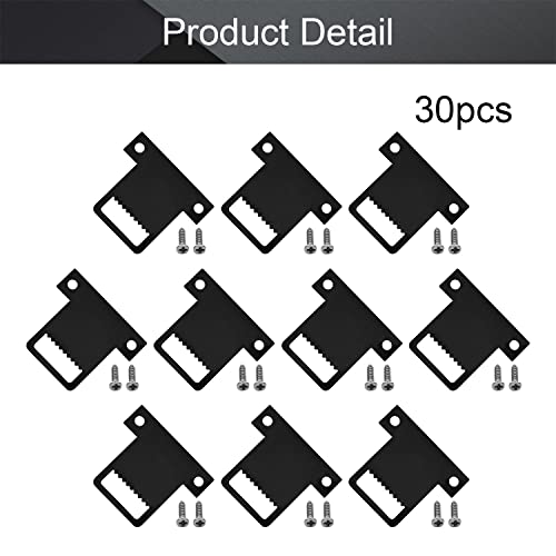 Image of MroMax 30PCS Sawtooth Picture Hangers Iron Picture Hangers 1.26 inch x 0.31 inch Double Hole Picture Frames Hangers for Hanging Clock Paintings Artwork Picture Frame Hook Photos Black