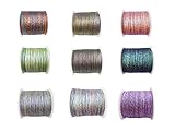 Moon Waves Metallic Thread 0.8MM Round 9 Colors Set Bracelet String Cord Stretch Bead Cord for...