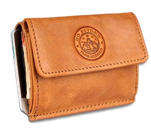 GoBeyond Mini Geldbörse Damen & Herren aus Echt-Leder mit RFID-Schutz I ...