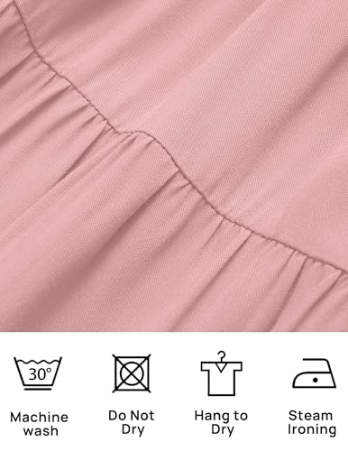 ZESICA Women's Casual Crew Neck Flutter Sleeve Smocked High Waist Hollow Out Lace Trim Tiered A Line Midi Dress,DarkPink,Small — view 6